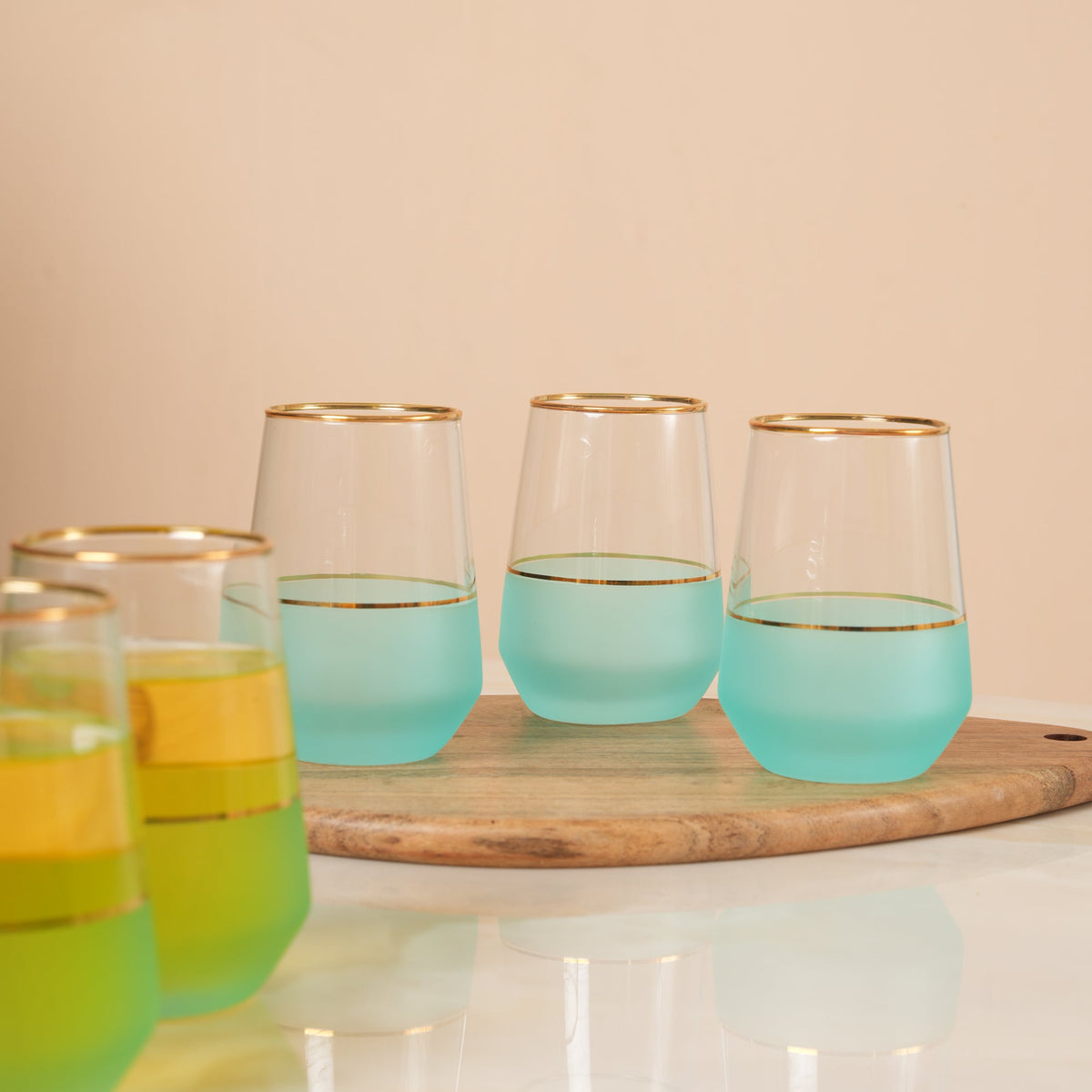 Turquoise Tumbler with Gold Trim