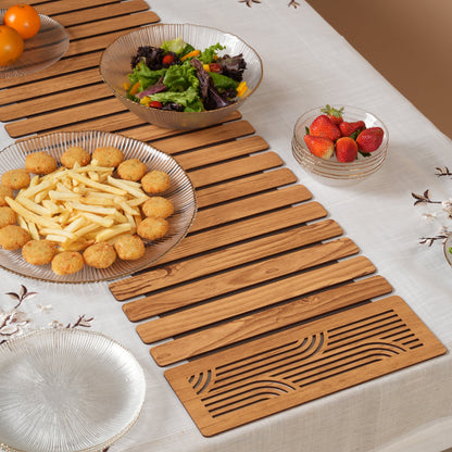 Wave-Accent Slatted Table Runner 14*36 Inch