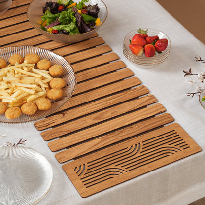 Wave-Accent Slatted Table Runner 14*36 Inch