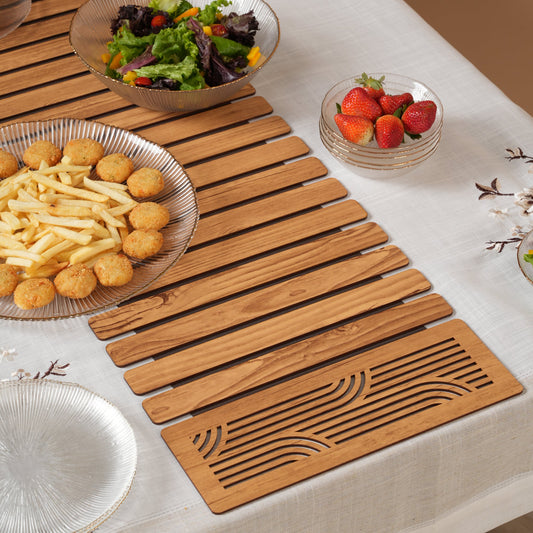 Wave-Accent Slatted Table Runner 14*36 Inch