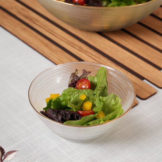 Polished Glass Serving Bowl + 6 Dal Bowls Set