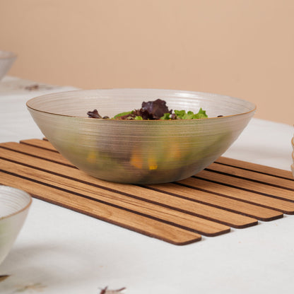 Polished Glass Serving Bowl + 6 Dal Bowls Set