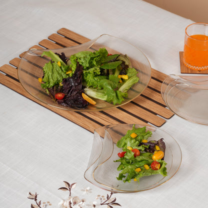 Curved Glass Snack Platter + 6 Quarter Plates Set