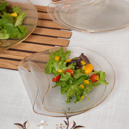 Curved Glass Snack Platter + 6 Quarter Plates Set