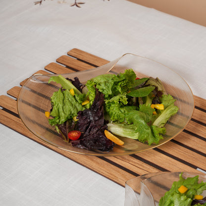 Curved Glass Snack Platter + 6 Quarter Plates Set