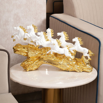 Majestic Running Horses on Gilded Terrain