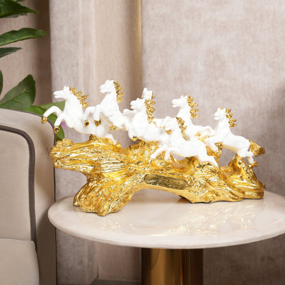 Majestic Running Horses on Gilded Terrain