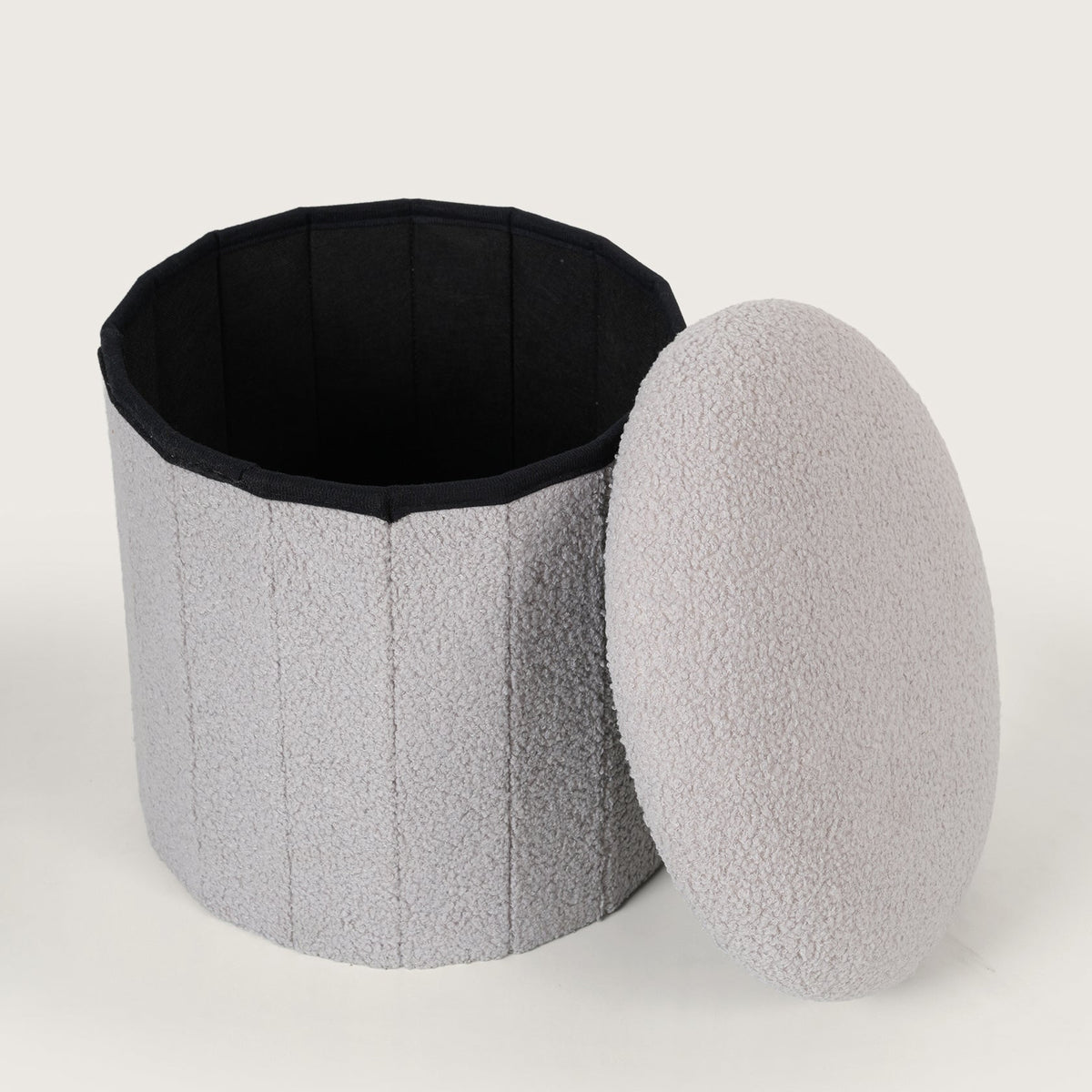 Mushroom Shaped Pouffe with Storage - Grey