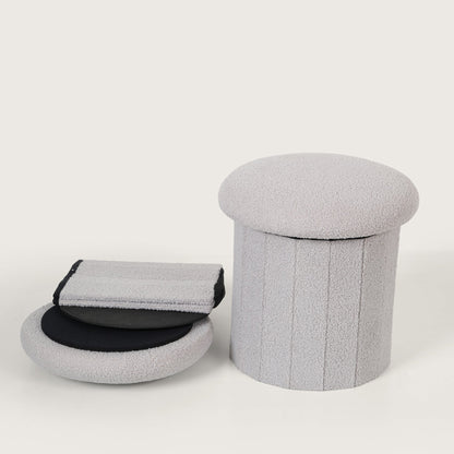 Mushroom Shaped Pouffe with Storage - Grey