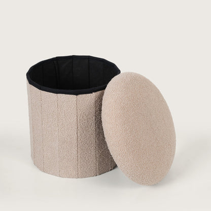 Mushroom Shaped Pouffe with Storage - Beige