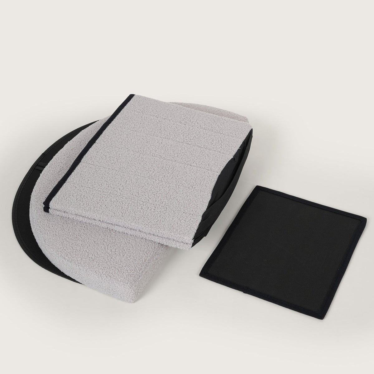 Crescent Ottoman with Removable Lid - Grey