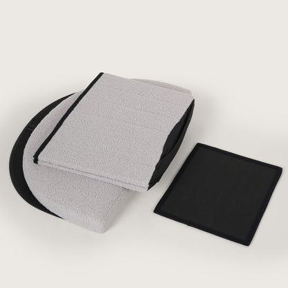 Crescent Ottoman with Removable Lid - Grey