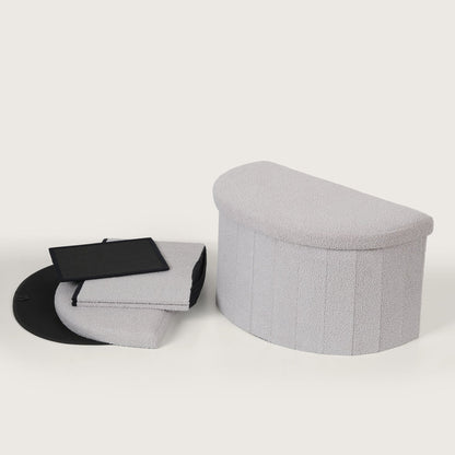 Crescent Ottoman with Removable Lid - Grey