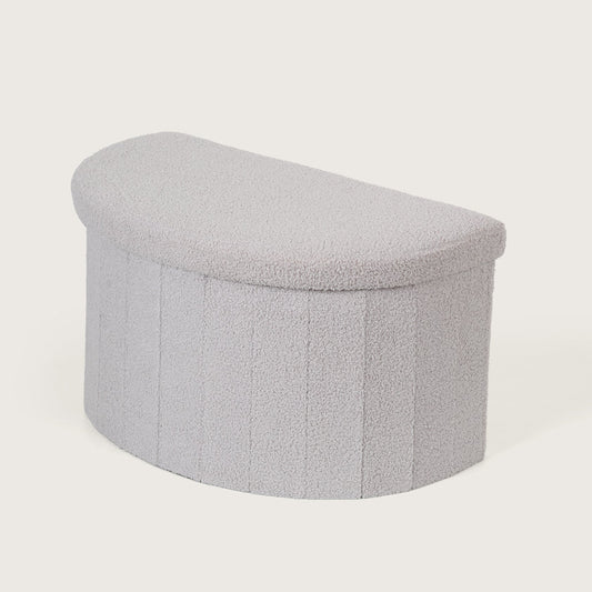 Crescent Ottoman with Removable Lid - Grey