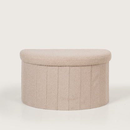 Crescent Ottoman with Removable Lid - Beige