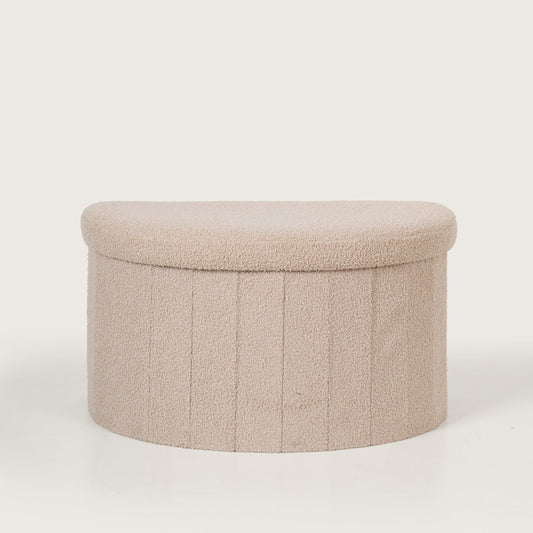 Crescent Ottoman with Removable Lid - Beige