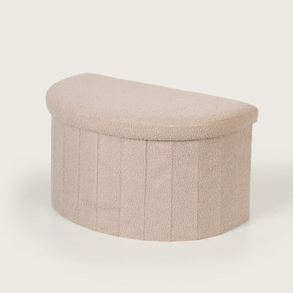 Crescent Ottoman with Removable Lid - Beige