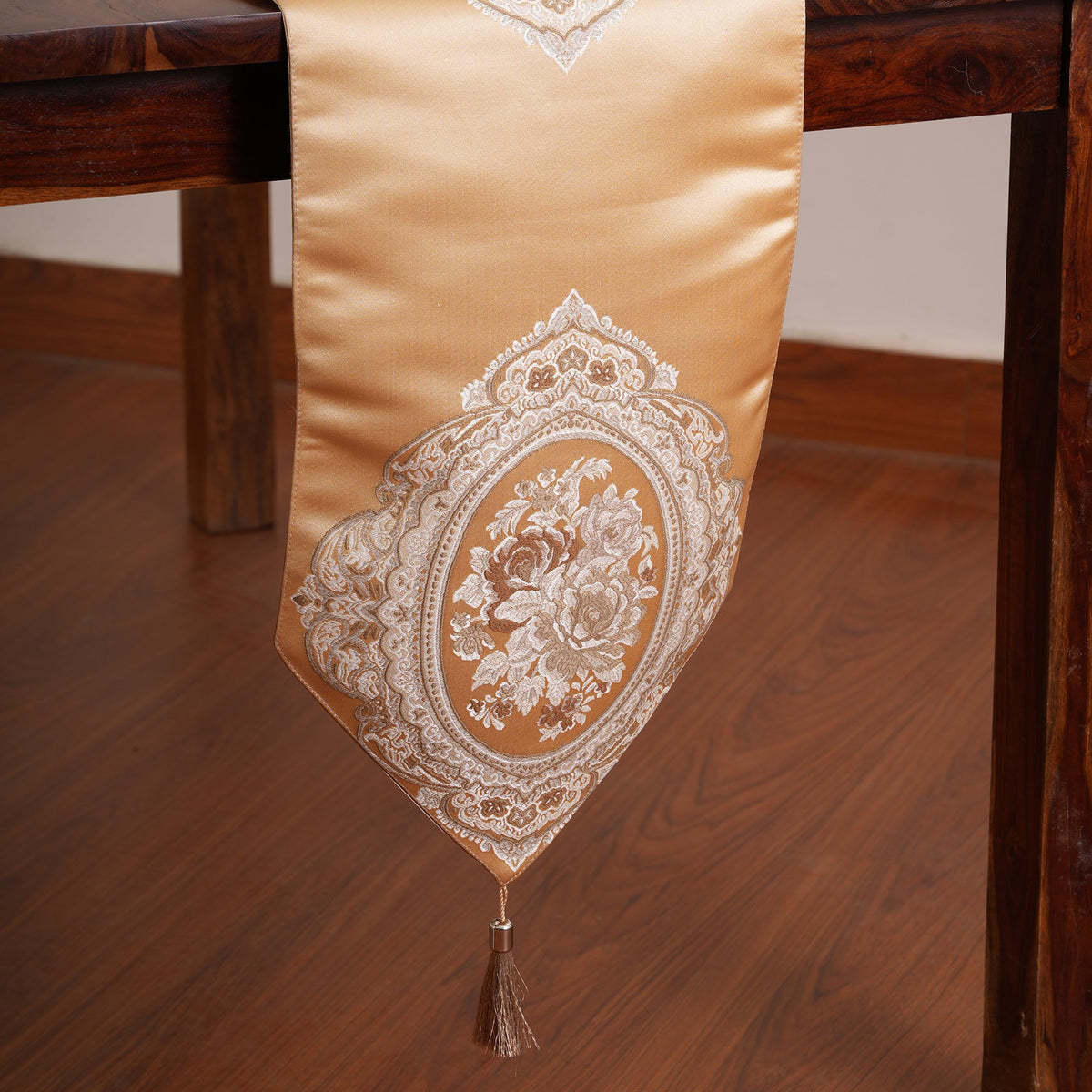 Victorian Table Runner with Tasseled Ends In 4 Shades