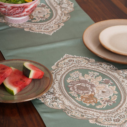 Victorian Table Runner with Tasseled Ends In 4 Shades