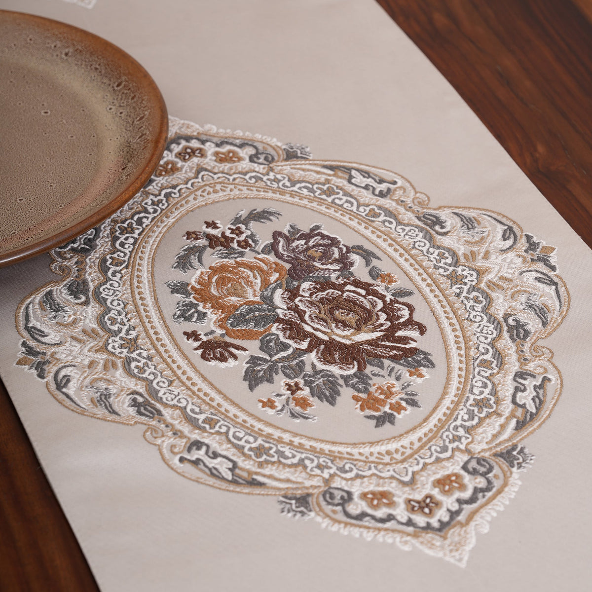 Victorian Table Runner with Tasseled Ends In 4 Shades