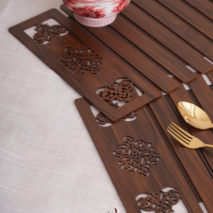 Espresso Placemat Set with Laser-Cut Medallions