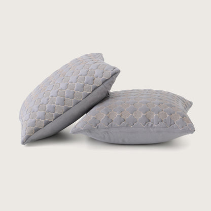 Quilted Mauve Quatrefoil  Cushion Cover - Set of 2