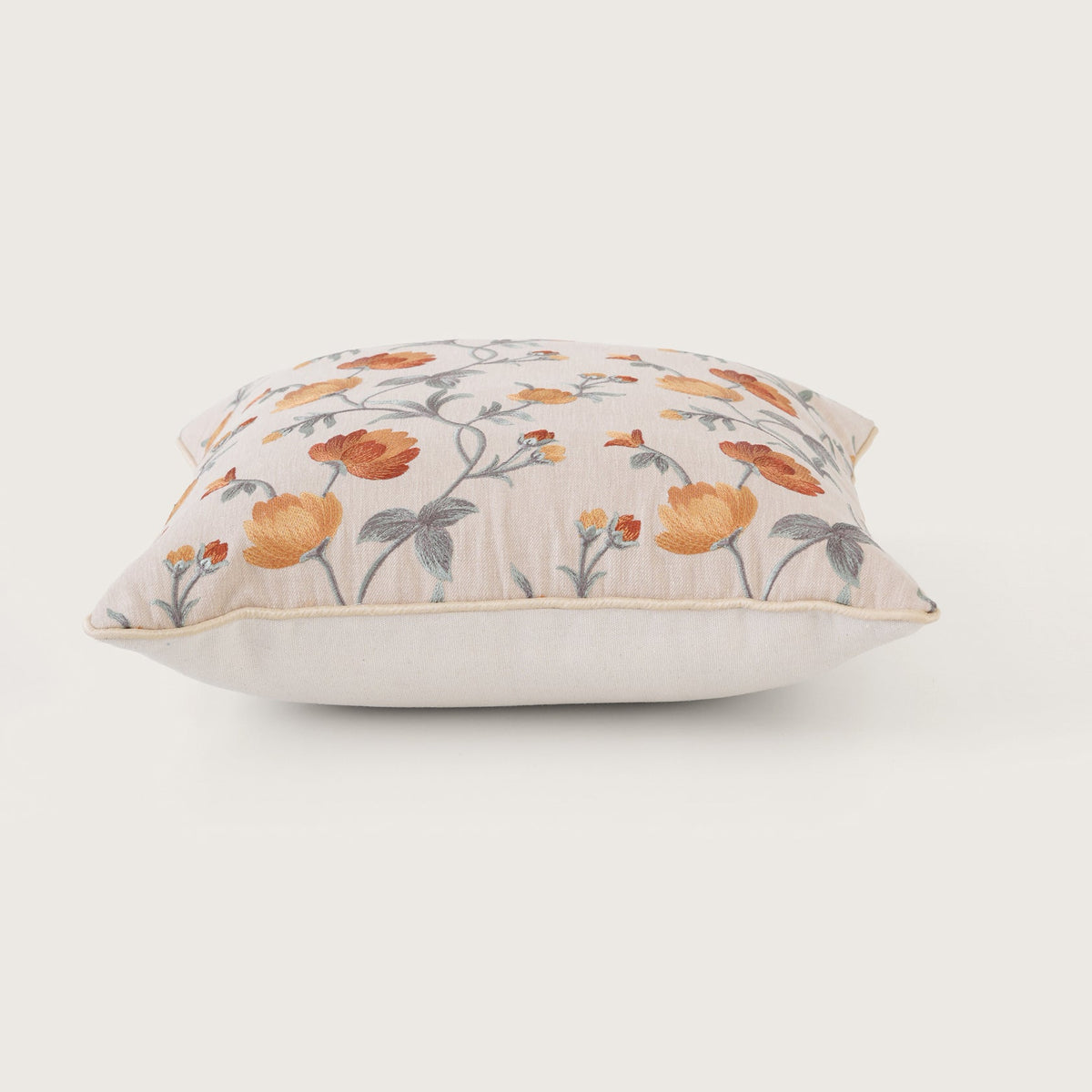 Embroidered Floral Vine Cushion Cover