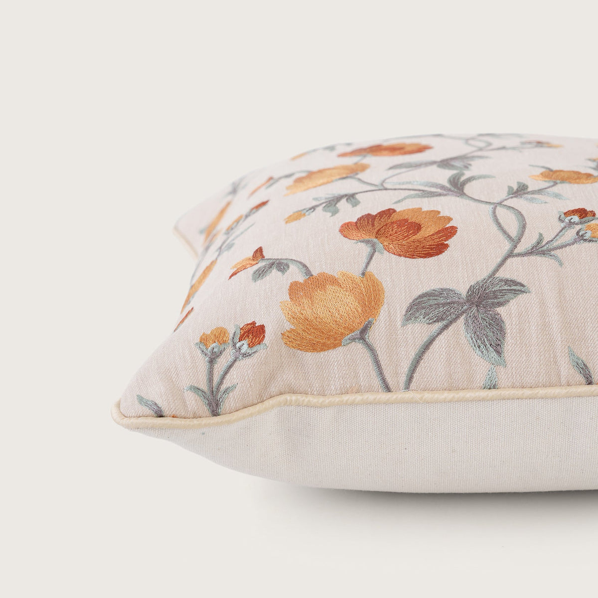 Embroidered Floral Vine Cushion Cover