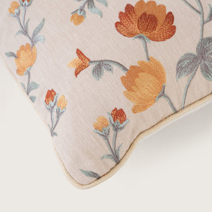 Embroidered Floral Vine Cushion Cover
