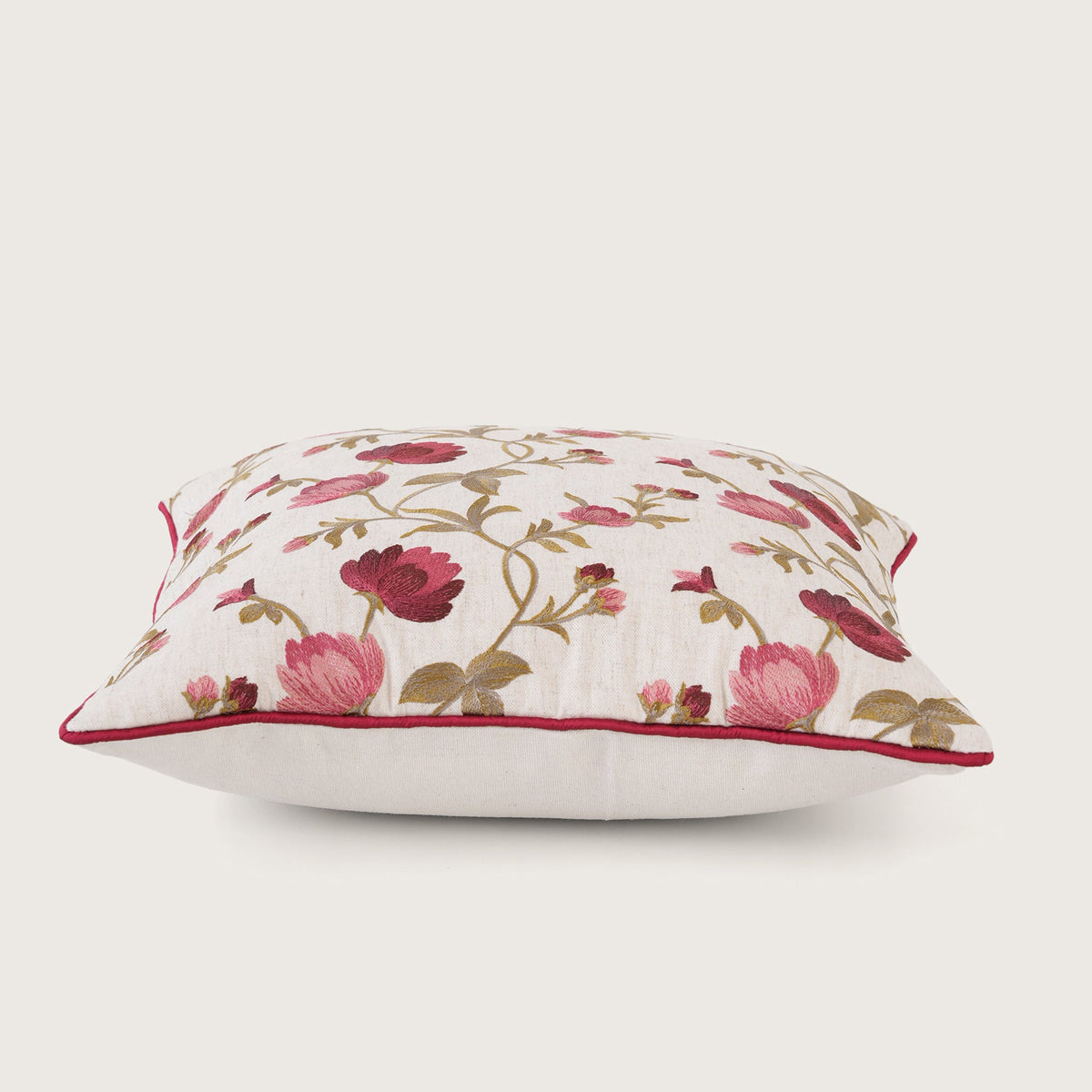 Embroidered Floral Vine Cushion Cover