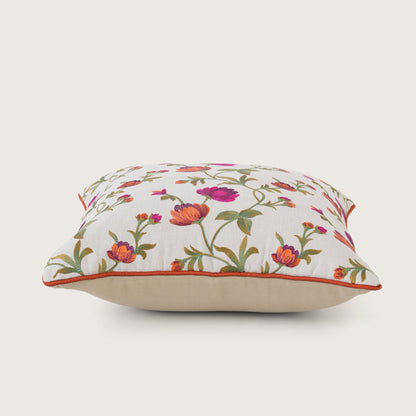 Embroidered Floral Vine Cushion Cover