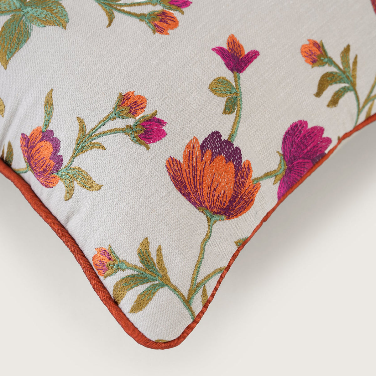 Embroidered Floral Vine Cushion Cover