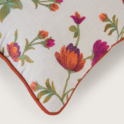 Embroidered Floral Vine Cushion Cover