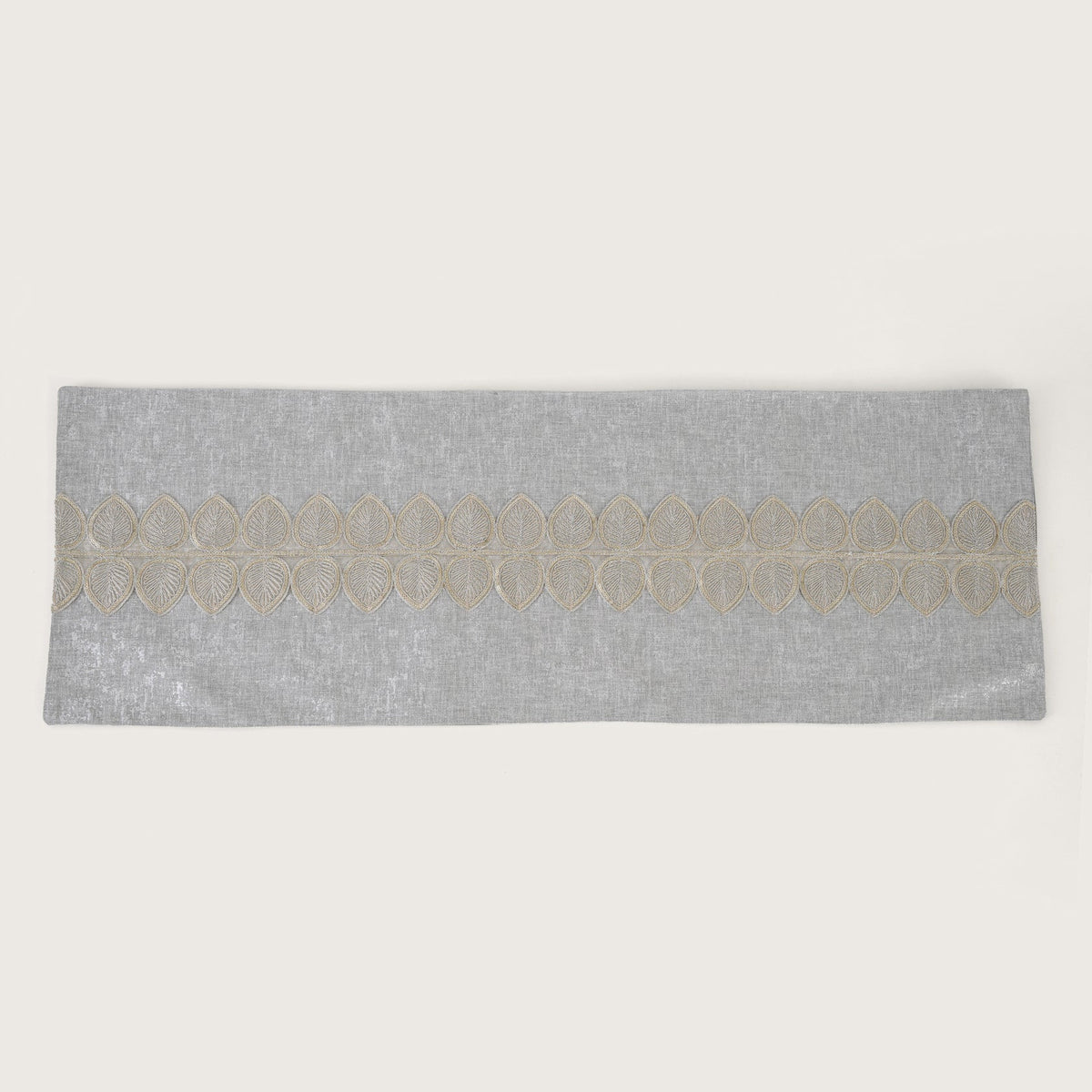 Embroidered Leaf-Vine Table Runner