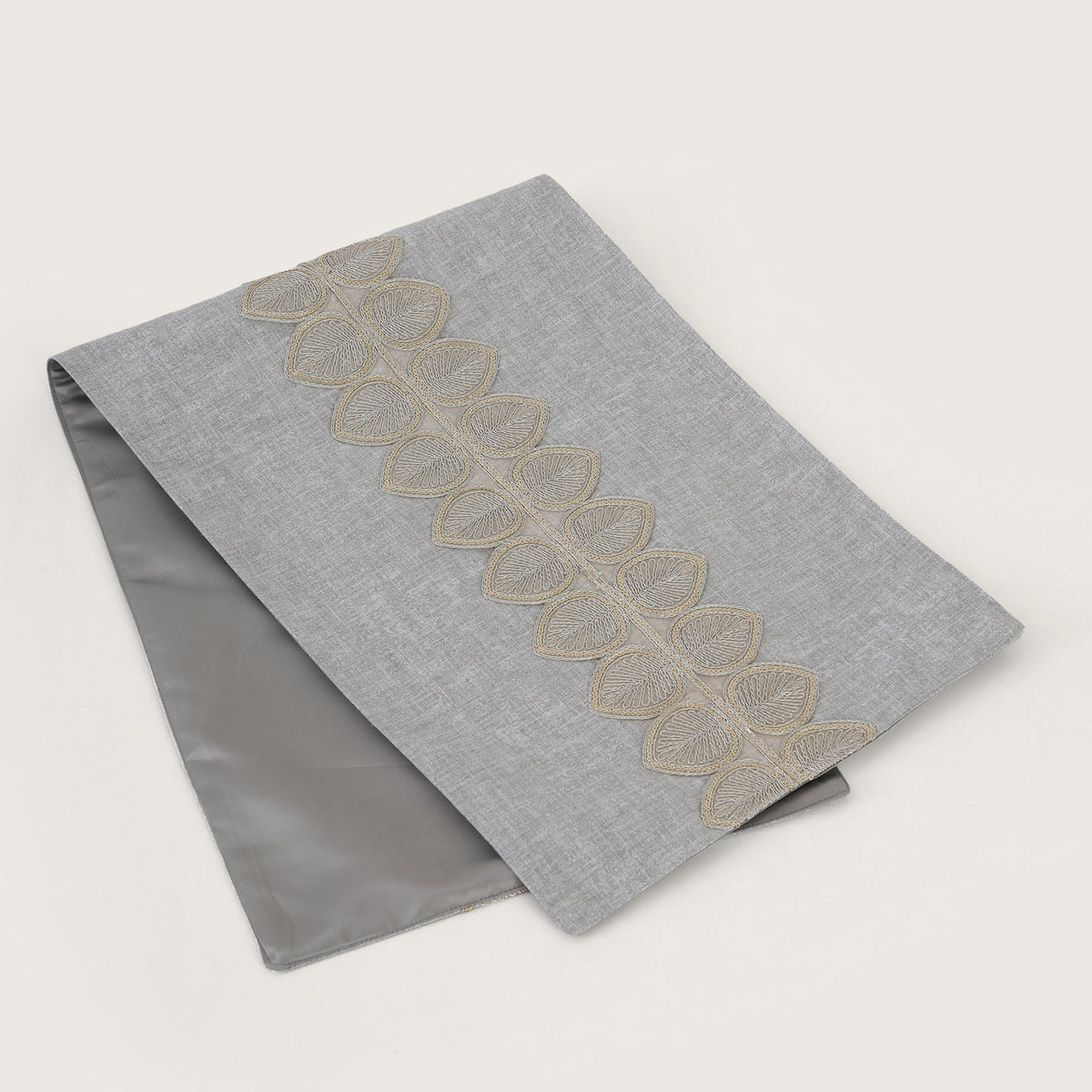 Embroidered Leaf-Vine Table Runner