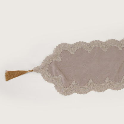 Jacquard Table Runner with Ornate Lace Trim
