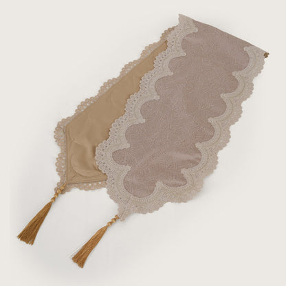 Jacquard Table Runner with Ornate Lace Trim