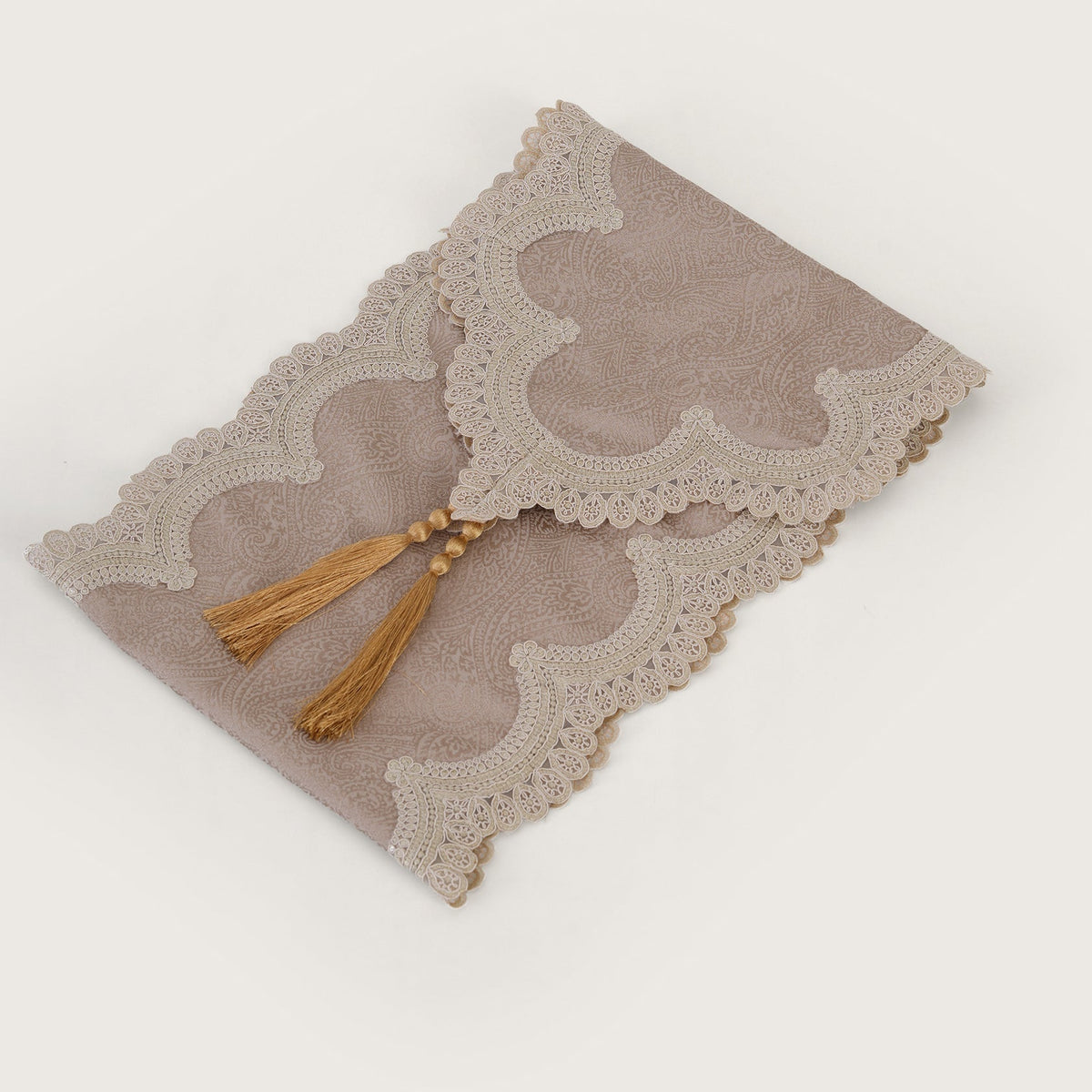 Jacquard Table Runner with Ornate Lace Trim