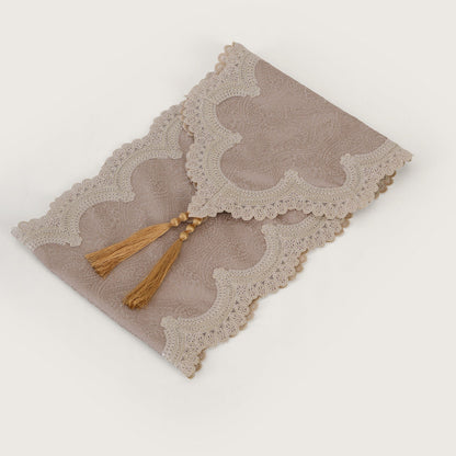 Jacquard Table Runner with Ornate Lace Trim