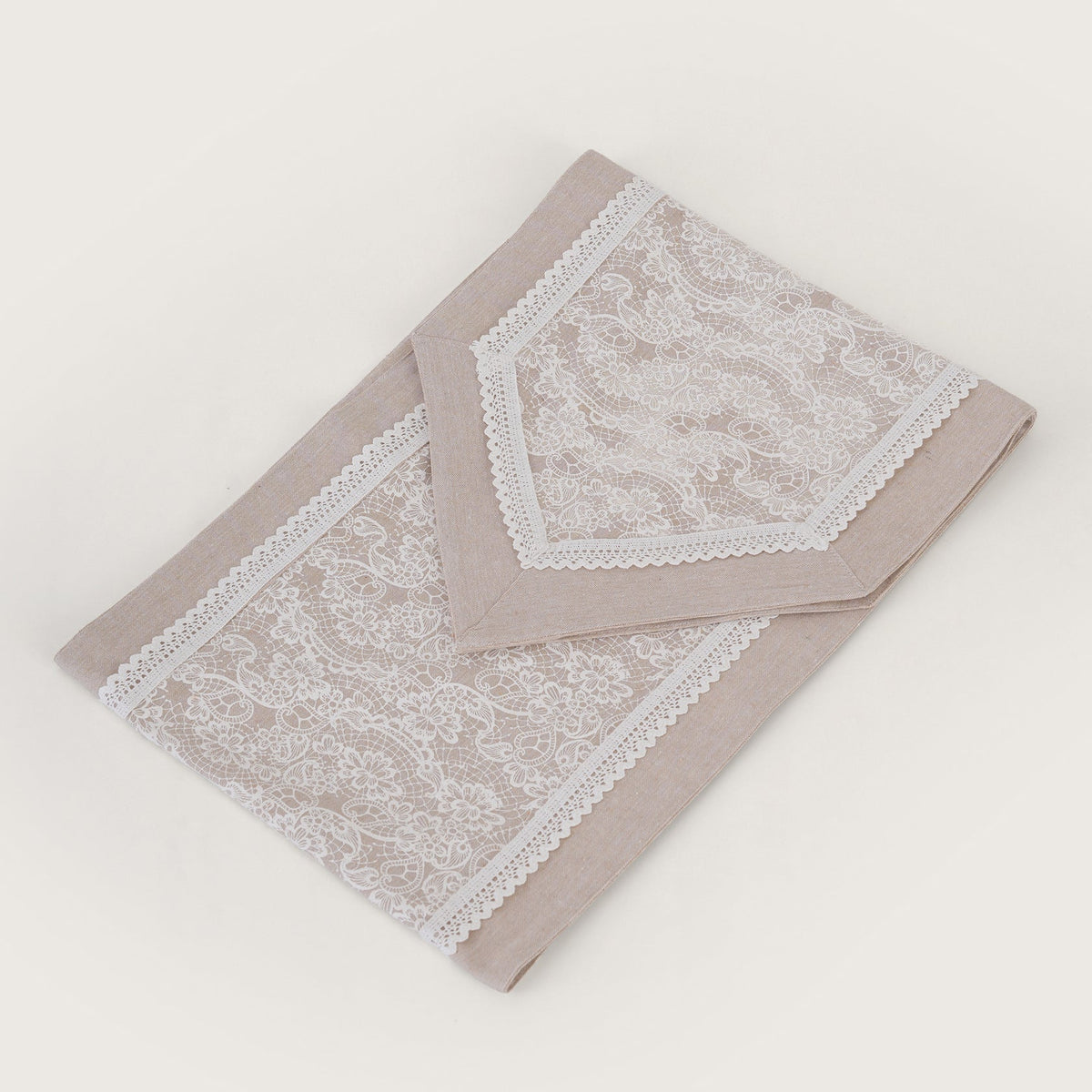 Floral Patterned Inlay Table Runner