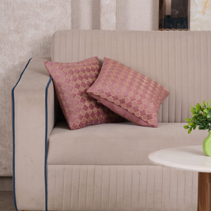 Quilted Mauve Quatrefoil  Cushion Cover - Set of 2