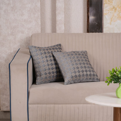 Quilted Mauve Quatrefoil  Cushion Cover - Set of 2