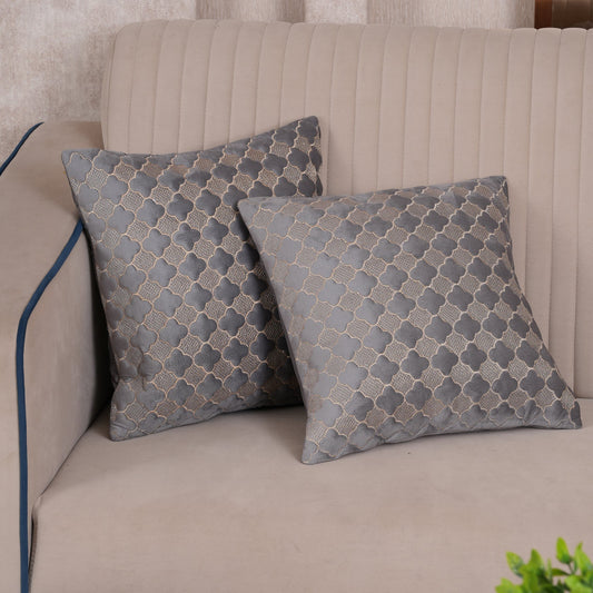 Quilted Mauve Quatrefoil  Cushion Cover - Set of 2