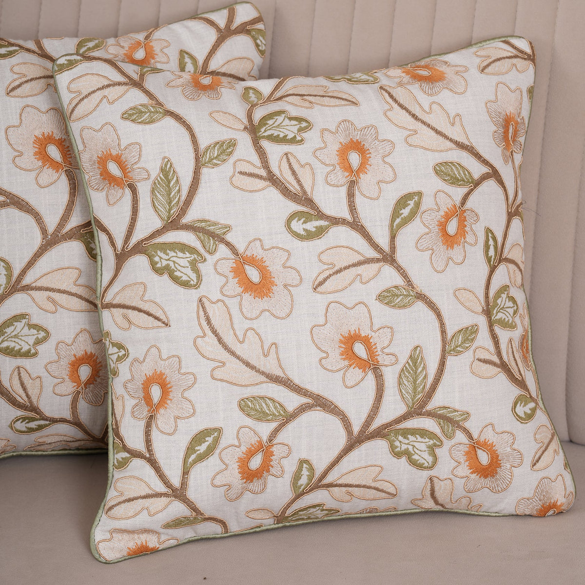 Embroidered Floral Cushion Cover - Single Unit