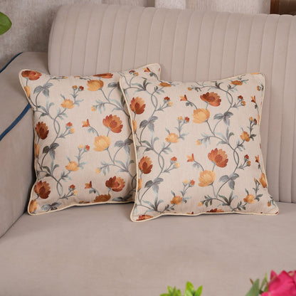 Embroidered Floral Vine Cushion Cover
