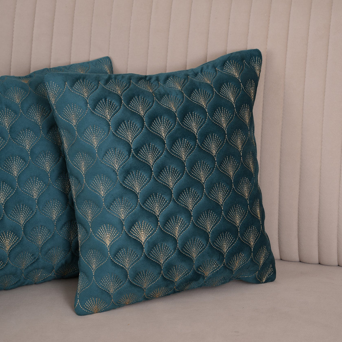 Luxury Quilted Scalloped  Cushion Cover- Set of 2
