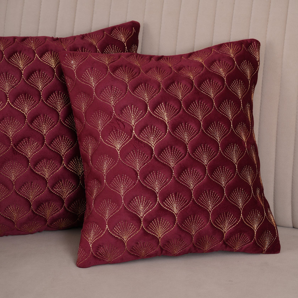 Luxury Quilted Scalloped  Cushion Cover- Set of 2