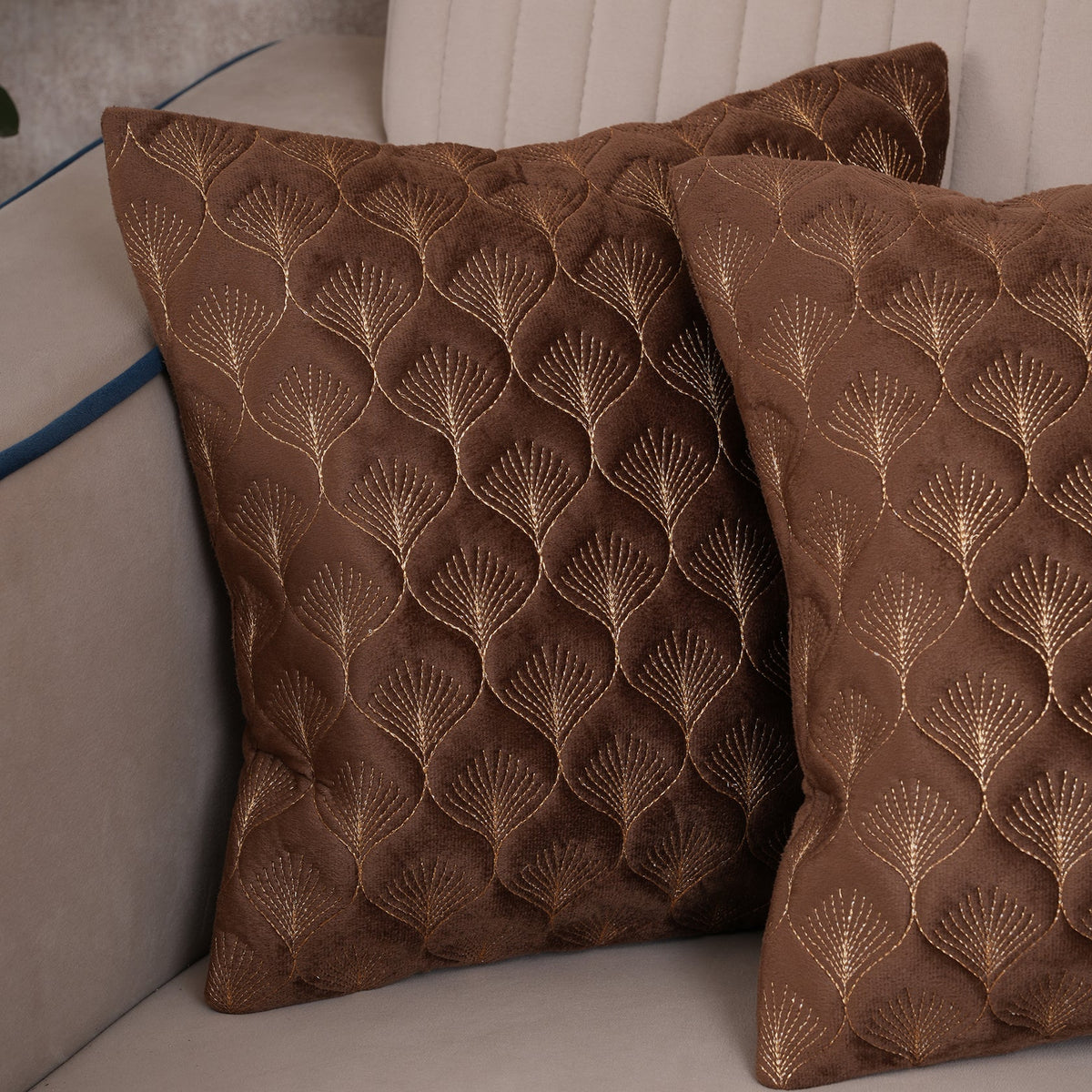 Luxury Quilted Scalloped  Cushion Cover- Set of 2