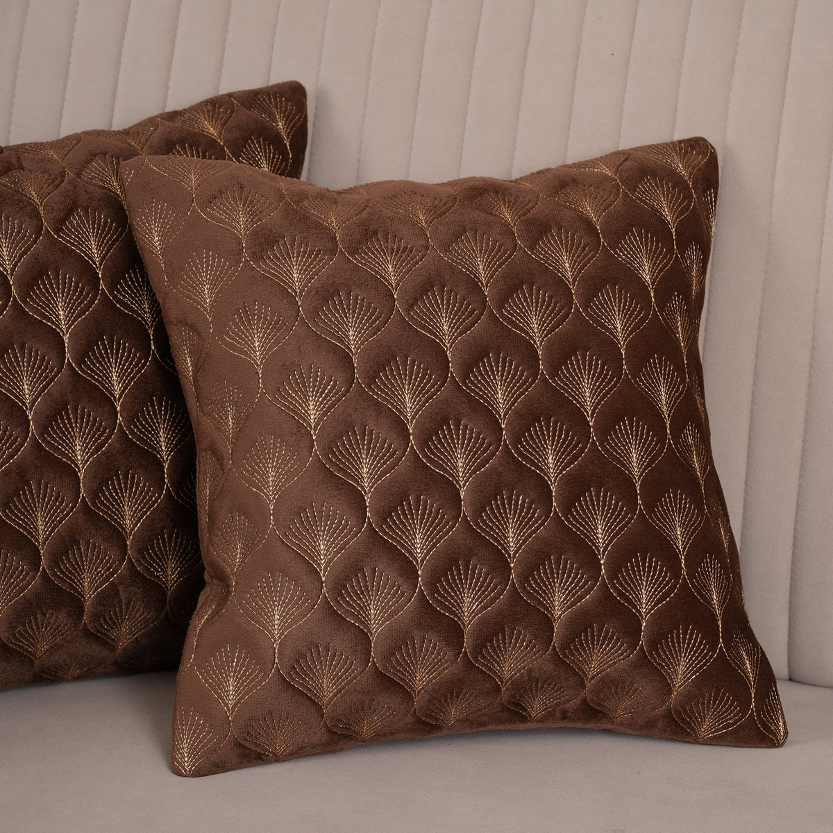 Luxury Quilted Scalloped  Cushion Cover- Set of 2
