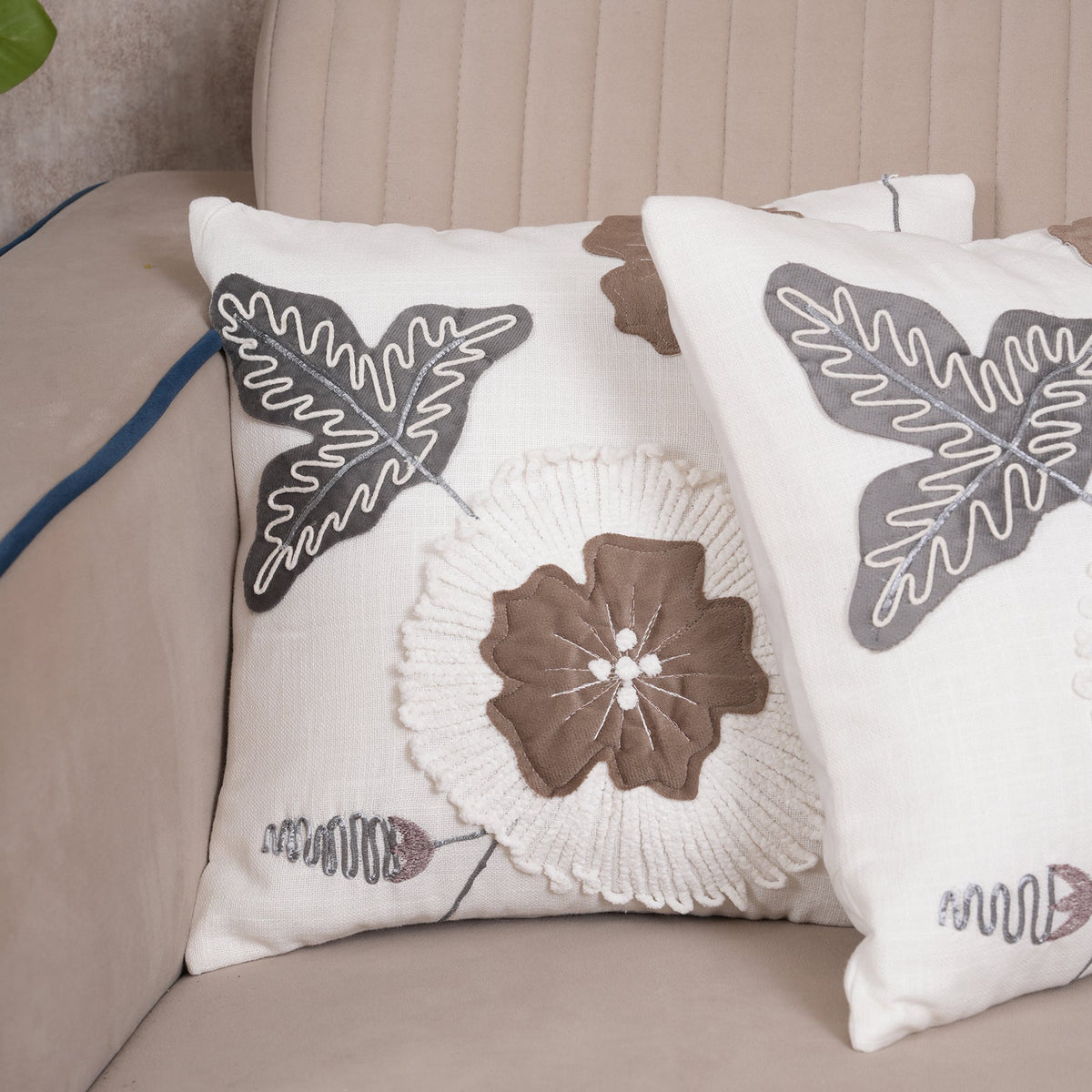 Appliqué Floral Cushion Cover Set of 2